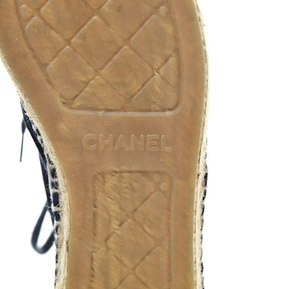 Chanel Suede Lace Up Espadrilles 37 Dark Navy Blue 7 of 12