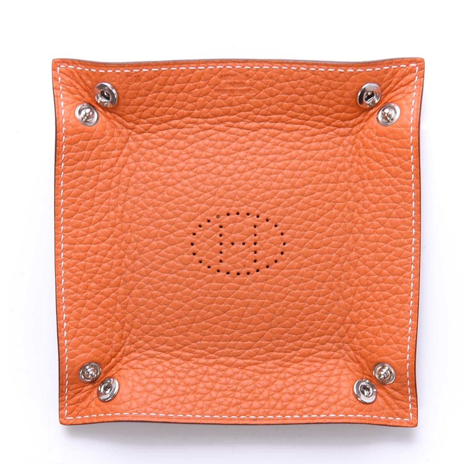 Hermes Taurillon Clemence Mises et Relances Change Tray Orange Etoupe 6 of 8