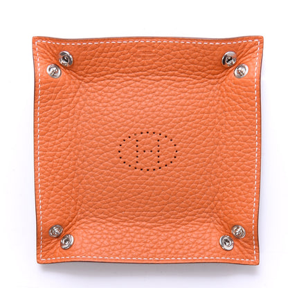 Hermes Taurillon Clemence Mises et Relances Change Tray Orange Etoupe 6 of 8