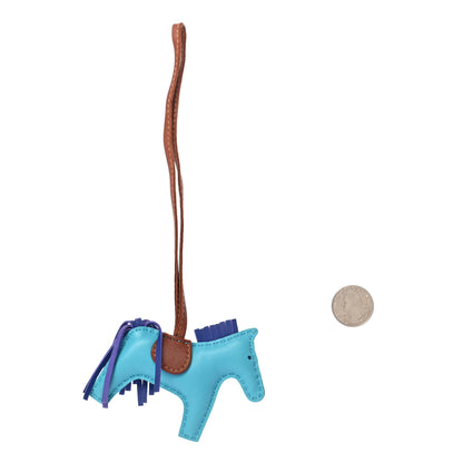 Hermes Milo Lambskin Grigri Rodeo Horse Bag Charm PM Bleu Azteque Bleu Electrique Fauve 2 of 3