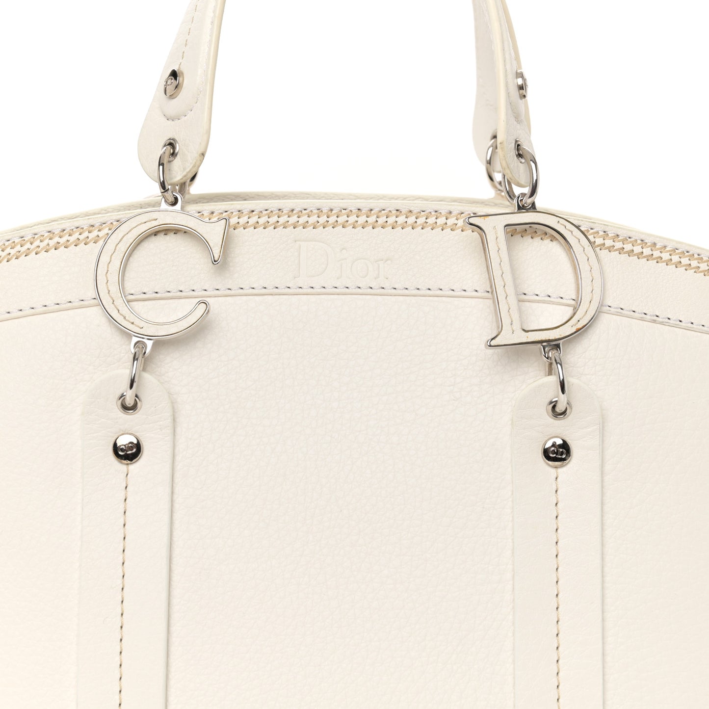 Grained Calfskin Small Dome Bag White