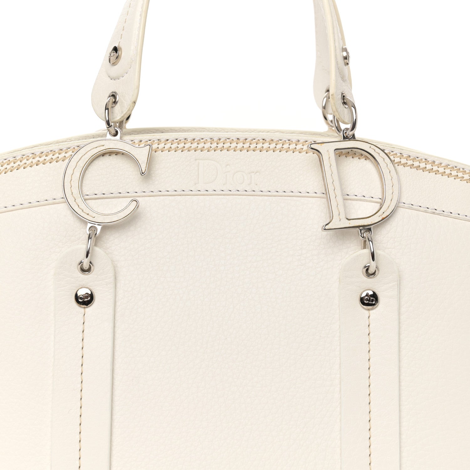 Christian Dior Grained Calfskin Small Dome Bag White 8 of 13