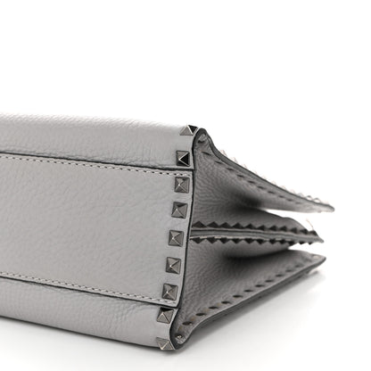 Valentino Garavani Grained Calfskin Medium Rockstud Double Handle Horizontal Tote Pastel Grey 9 of 11