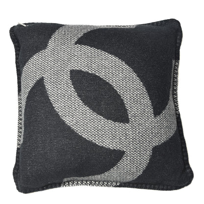 Chanel Merino Wool Cashmere CC Pillow Black Beige 2 of 3