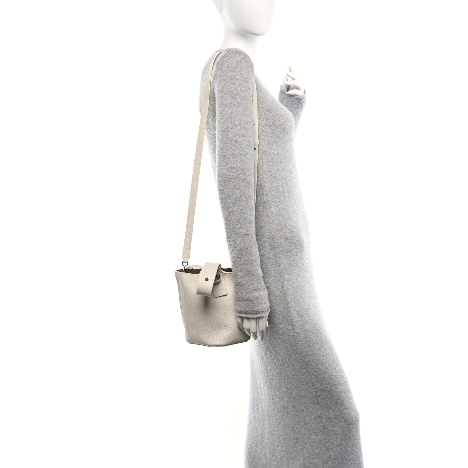 Loewe Soft Grained Calfskin Mini Pebble Bucket Bag White 2 of 9