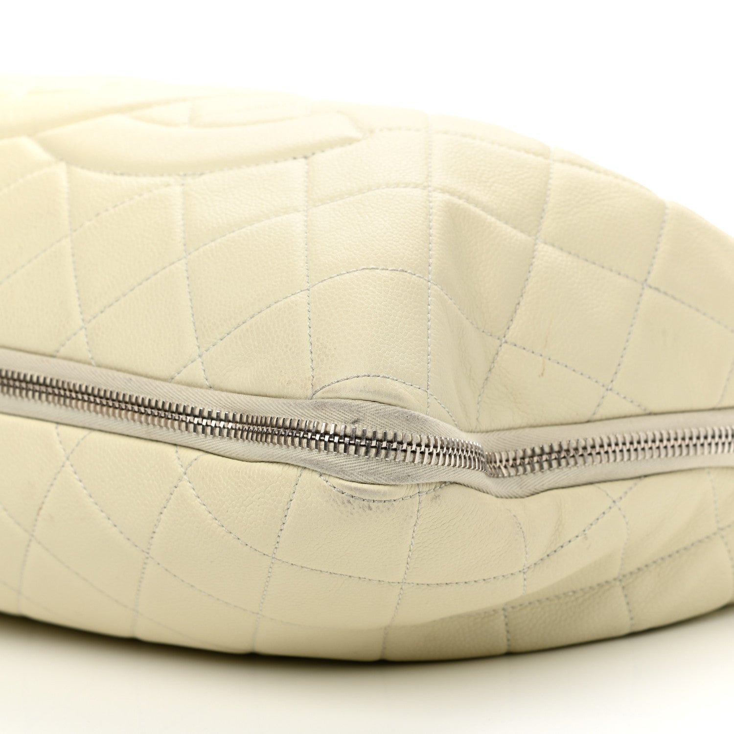 Chanel Caviar Quilted Expandable Zip Shoulder Bag White 10 of 16
