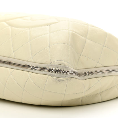 Chanel Caviar Quilted Expandable Zip Shoulder Bag White 10 of 16
