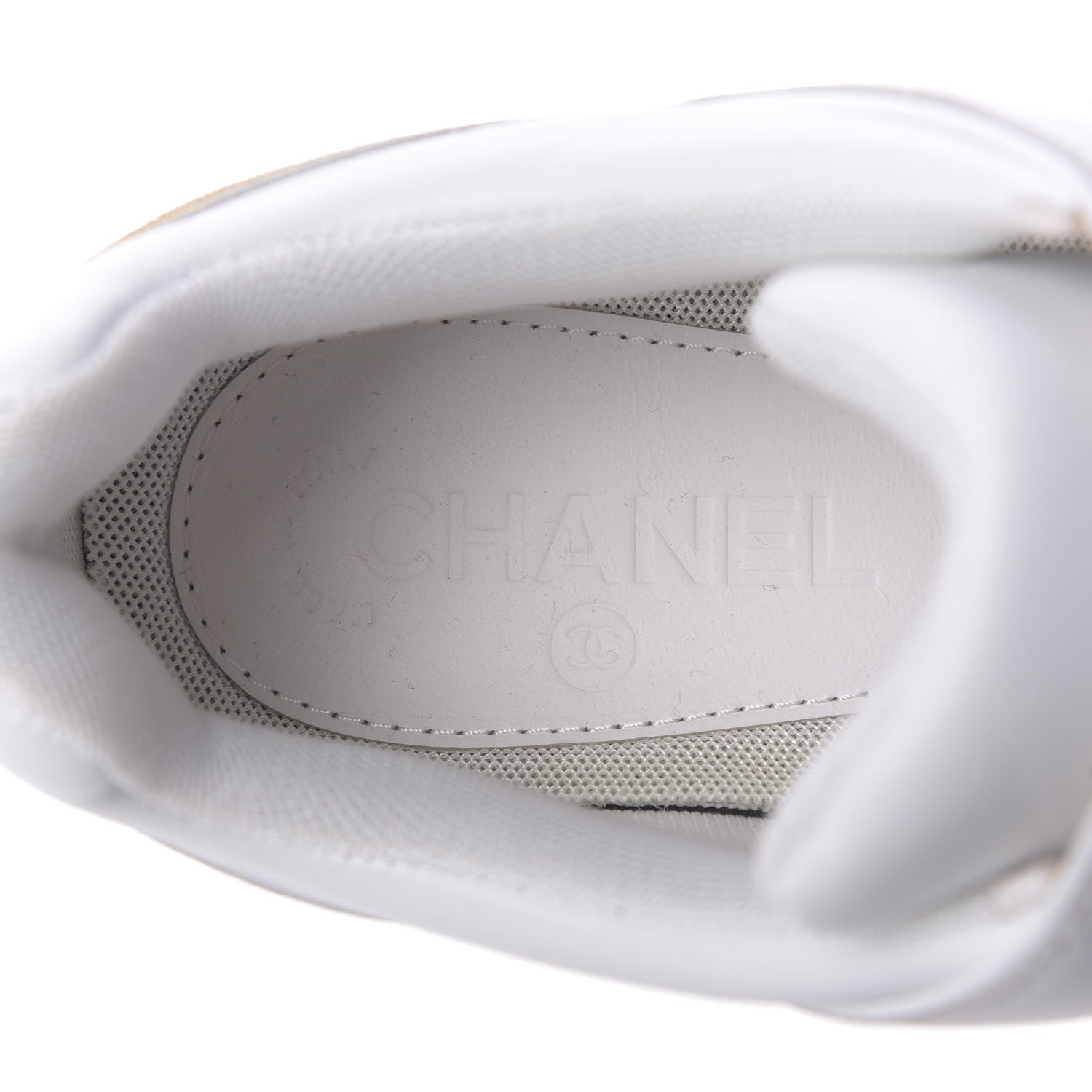 Chanel Calfskin Laminated Lambskin CC Sneakers 41 White Gold 7 of 8