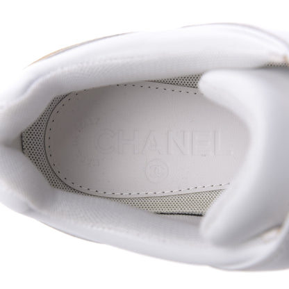 Chanel Calfskin Laminated Lambskin CC Sneakers 41 White Gold 7 of 8