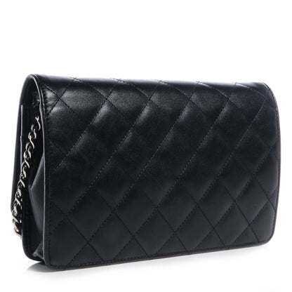 Chanel Leather Quilted Cambon Wallet on Chain WOC Black Silver 3 of 8