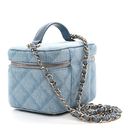 Chanel Denim Quilted Small CC Vanity Case Blue 3 of 10