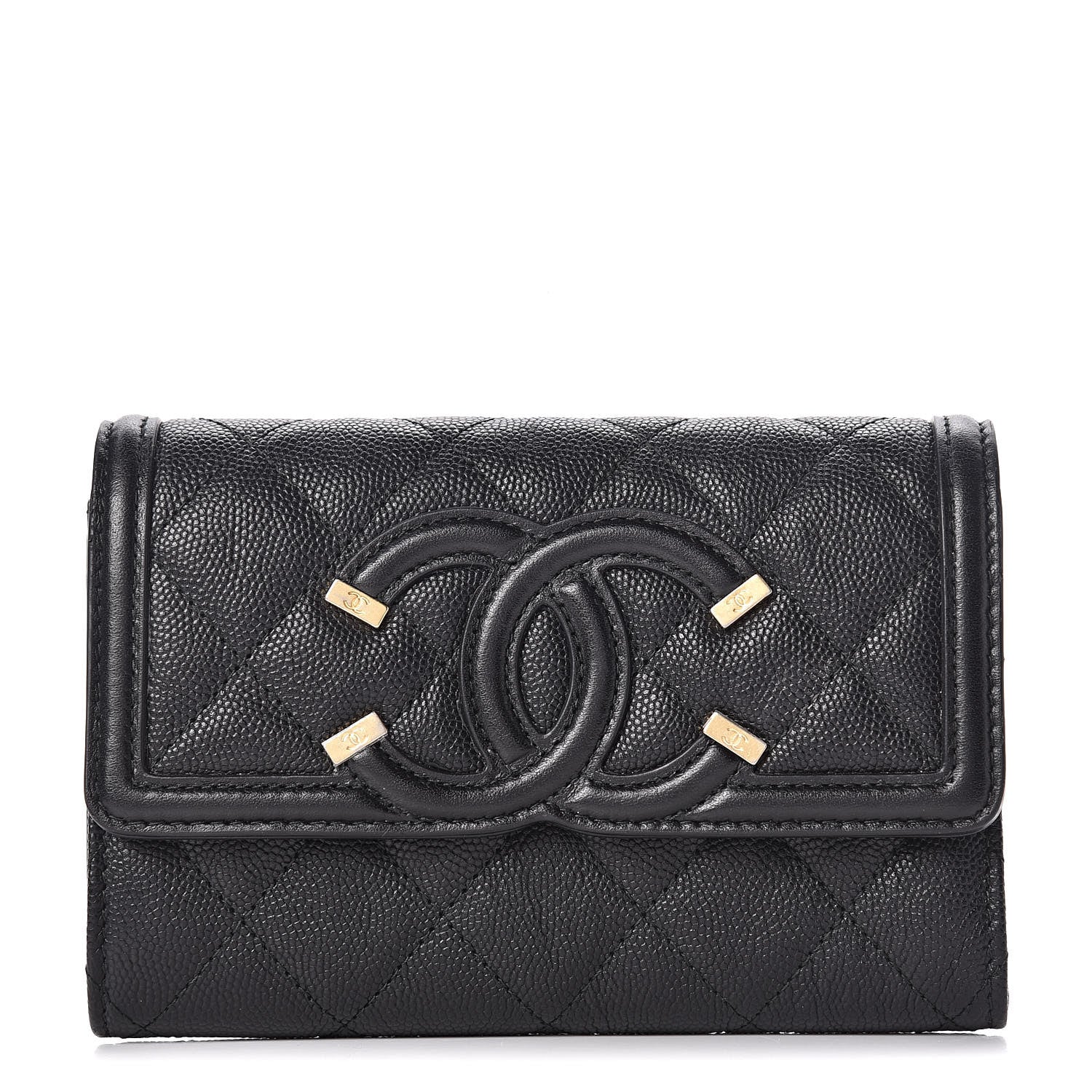 Chanel Caviar Quilted Medium Filigree Flap Wallet Black 1 of 9