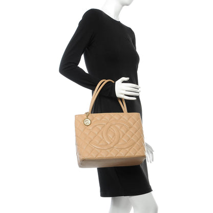 Chanel Caviar Quilted Medallion Tote Beige 2 of 11