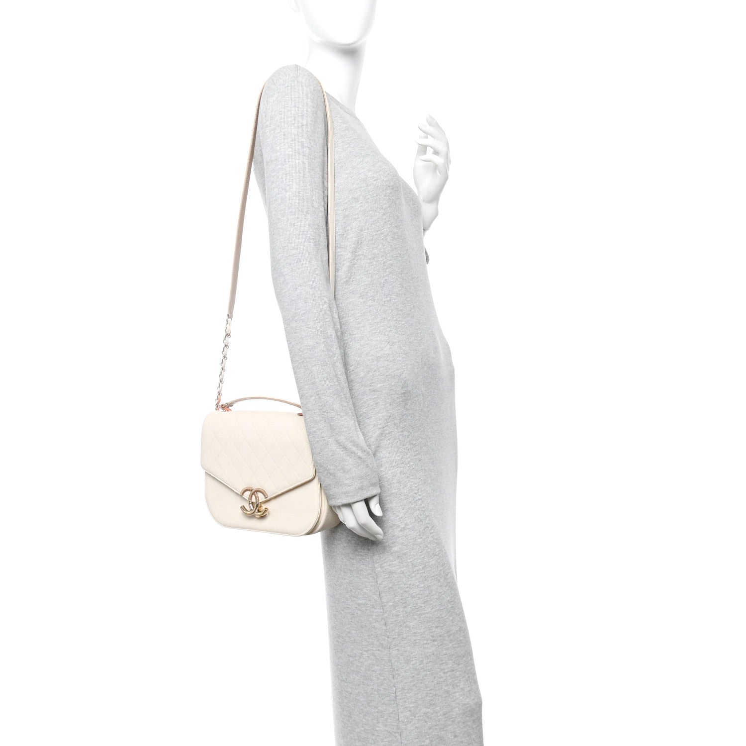 Chanel Grained Calfskin Quilted Small Cuba Top Handle Flap White 2 of 15