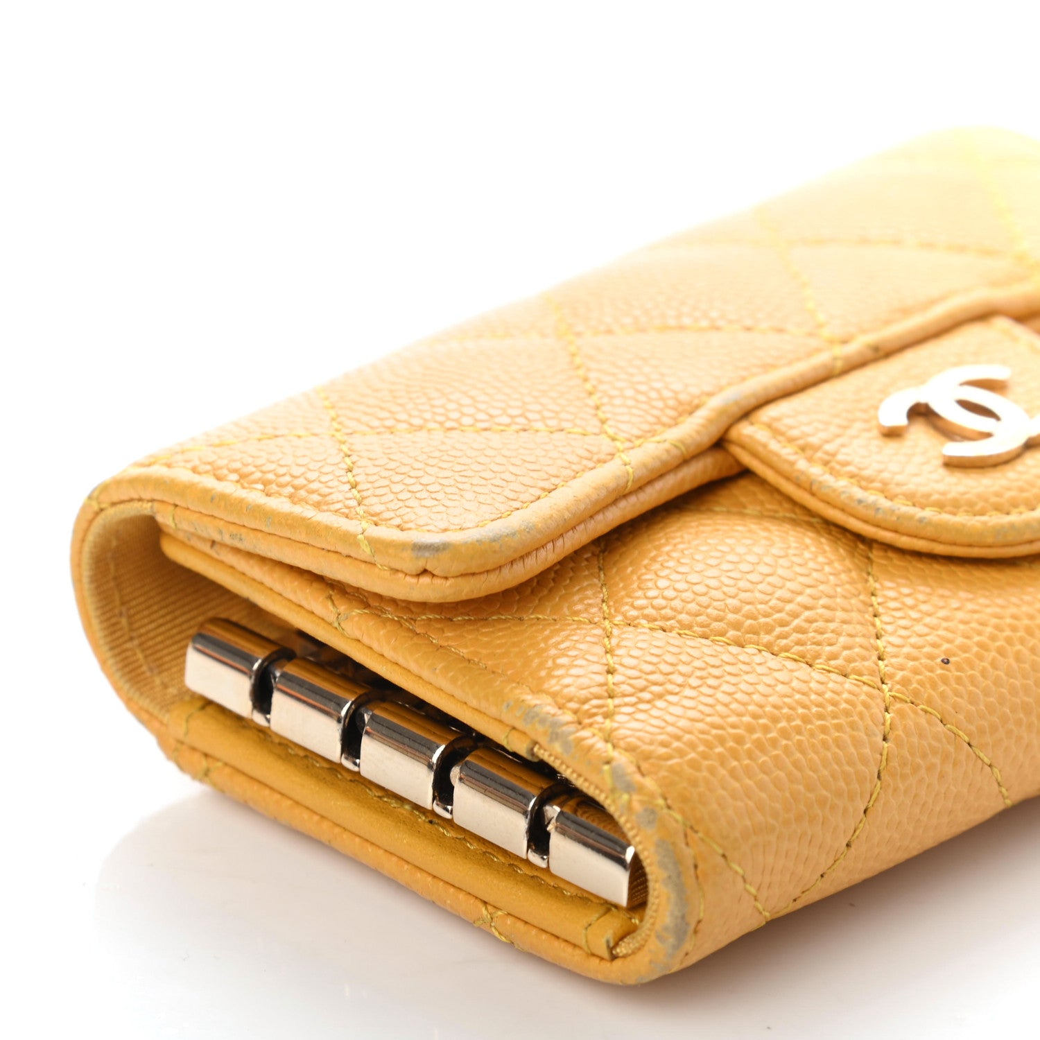 Chanel Caviar Quilted Classic 4 Key Holder Wallet Yellow 8 of 9