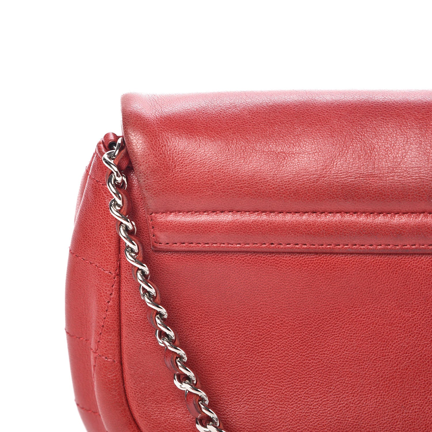 Chanel Lambskin Half Moon Wallet On Chain WOC Red 12 of 13