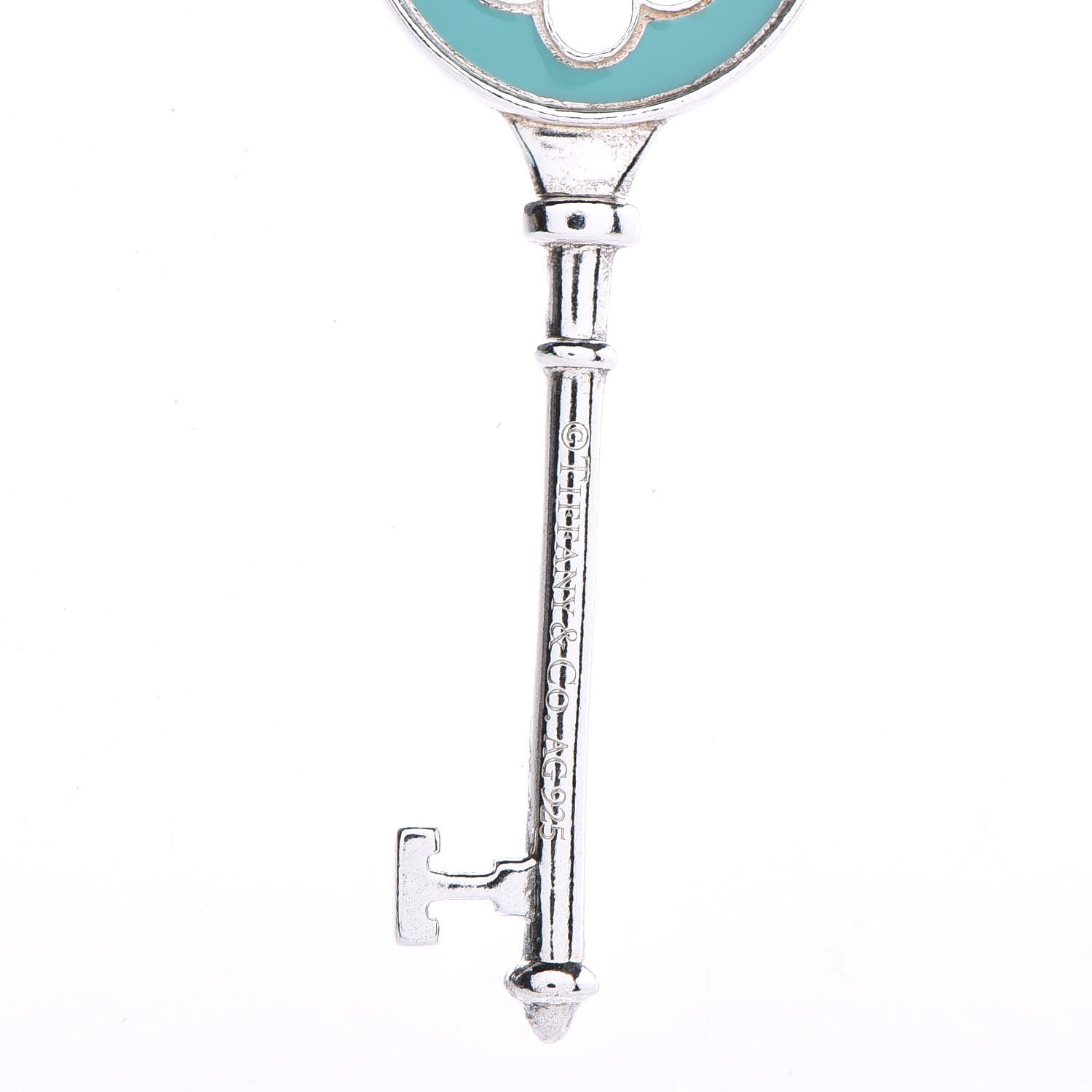 Tiffany Sterling Silver Enamel Knot Key Pendant Necklace Blue 5 of 8