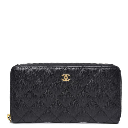Chanel Caviar Quilted Large Gusset Zip Around Wallet Black 1 of 8
