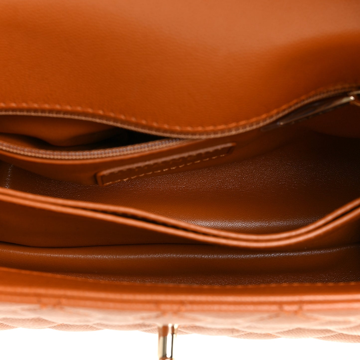 Caviar Quilted Mini Coco Handle Flap Light Brown