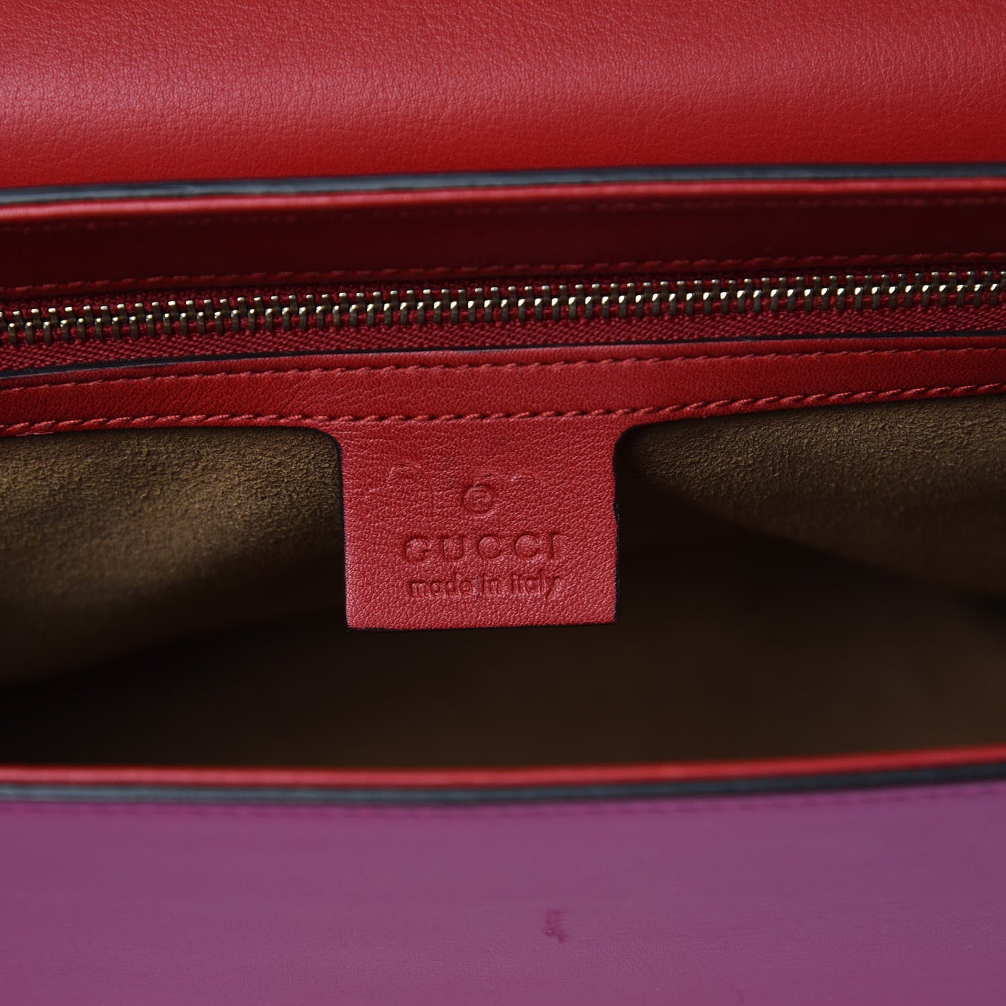 Moon Calfskin Bi-Color Medium Padlock Shoulder Bag New Rosette Hibiscus Red