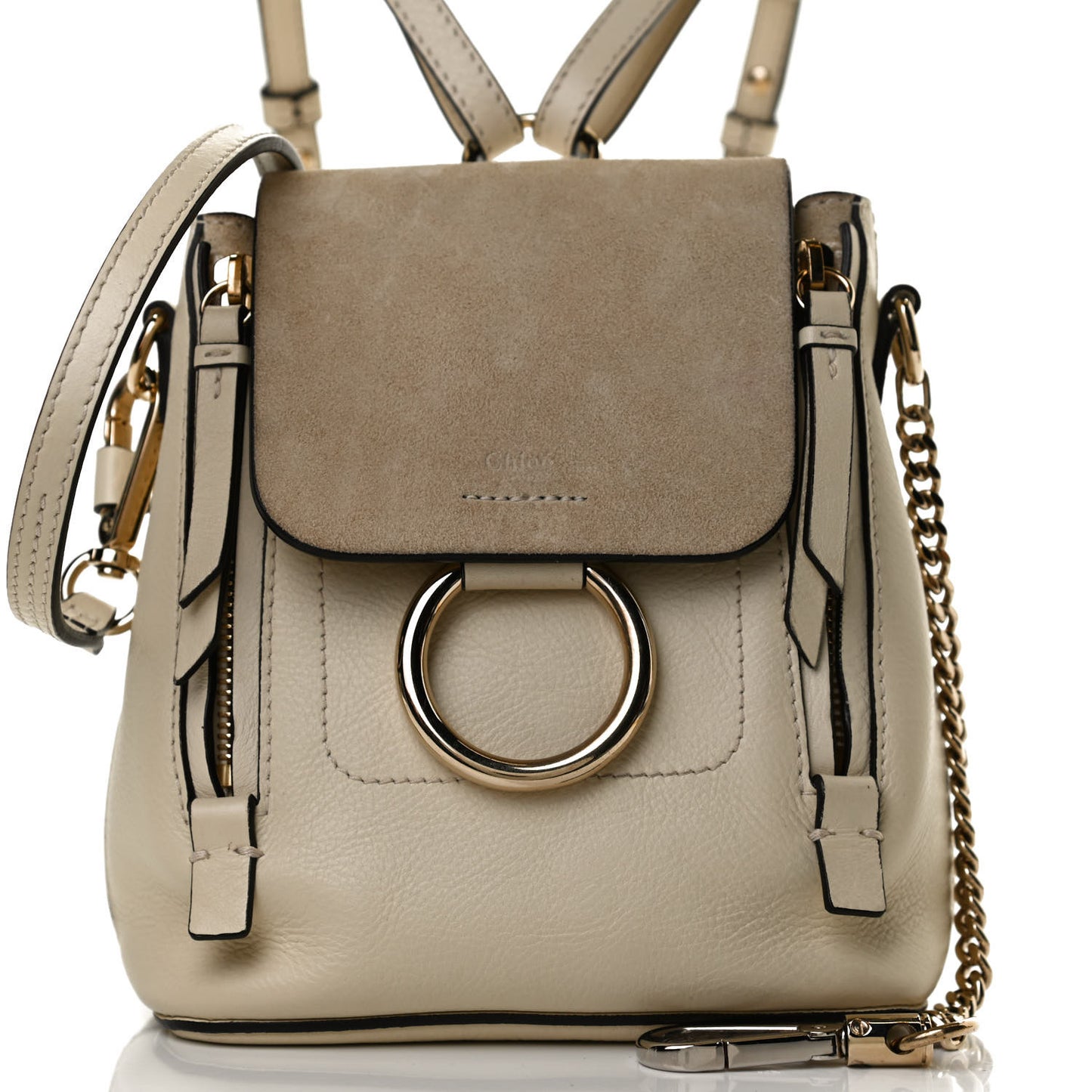 Suede Calfskin Mini Faye Backpack Off White