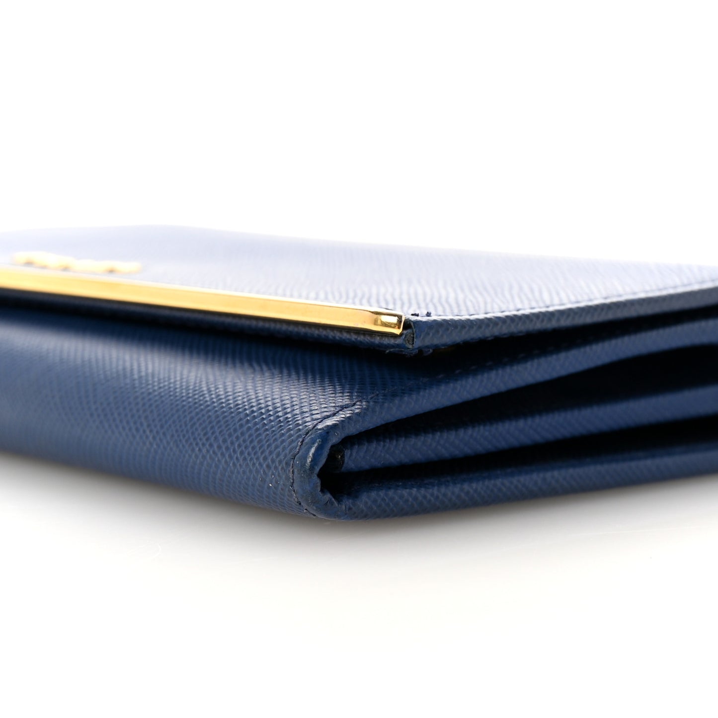 Saffiano Metal Bar Flap Wallet with Strap Bleuette