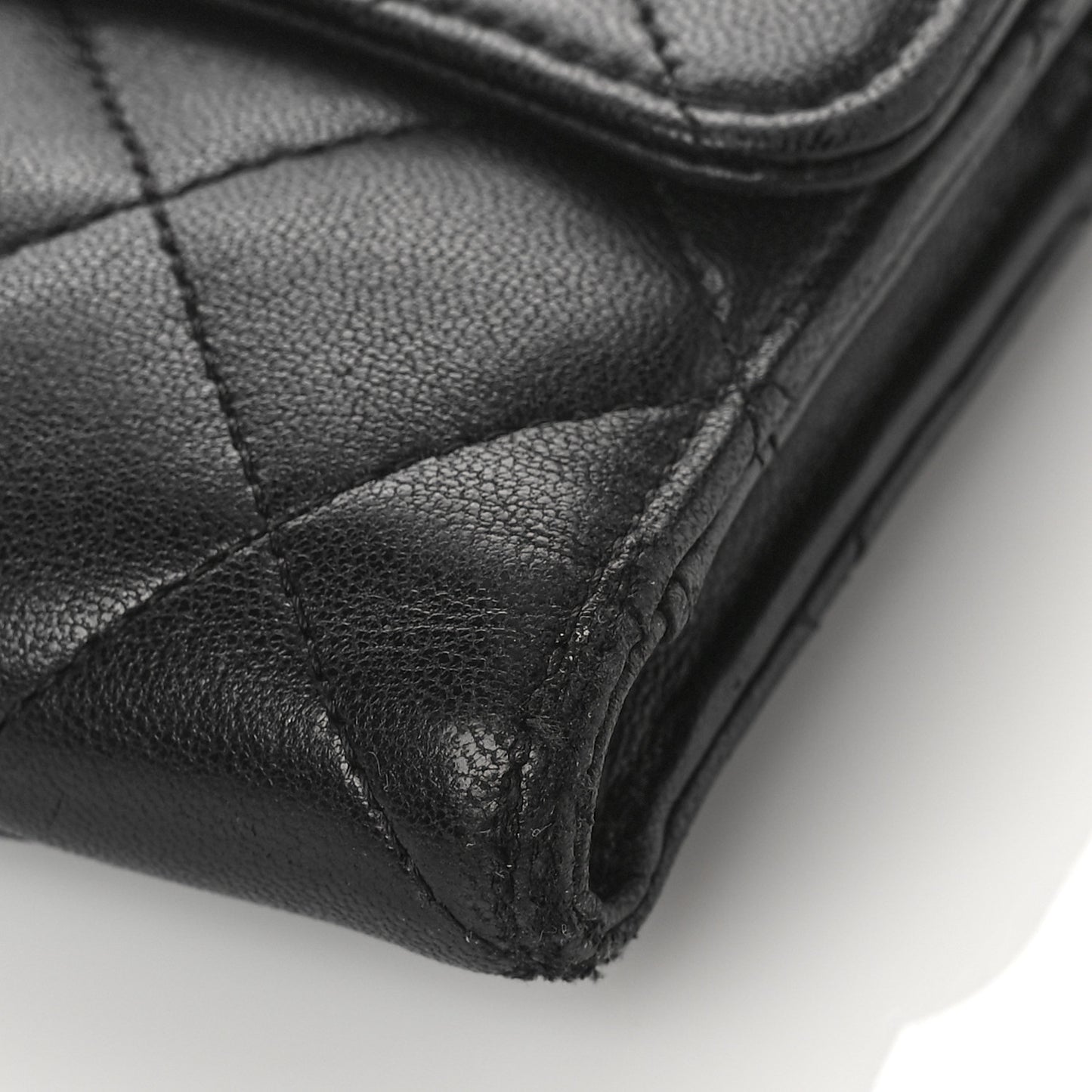 Lambskin Quilted Large Flap Wallet Black