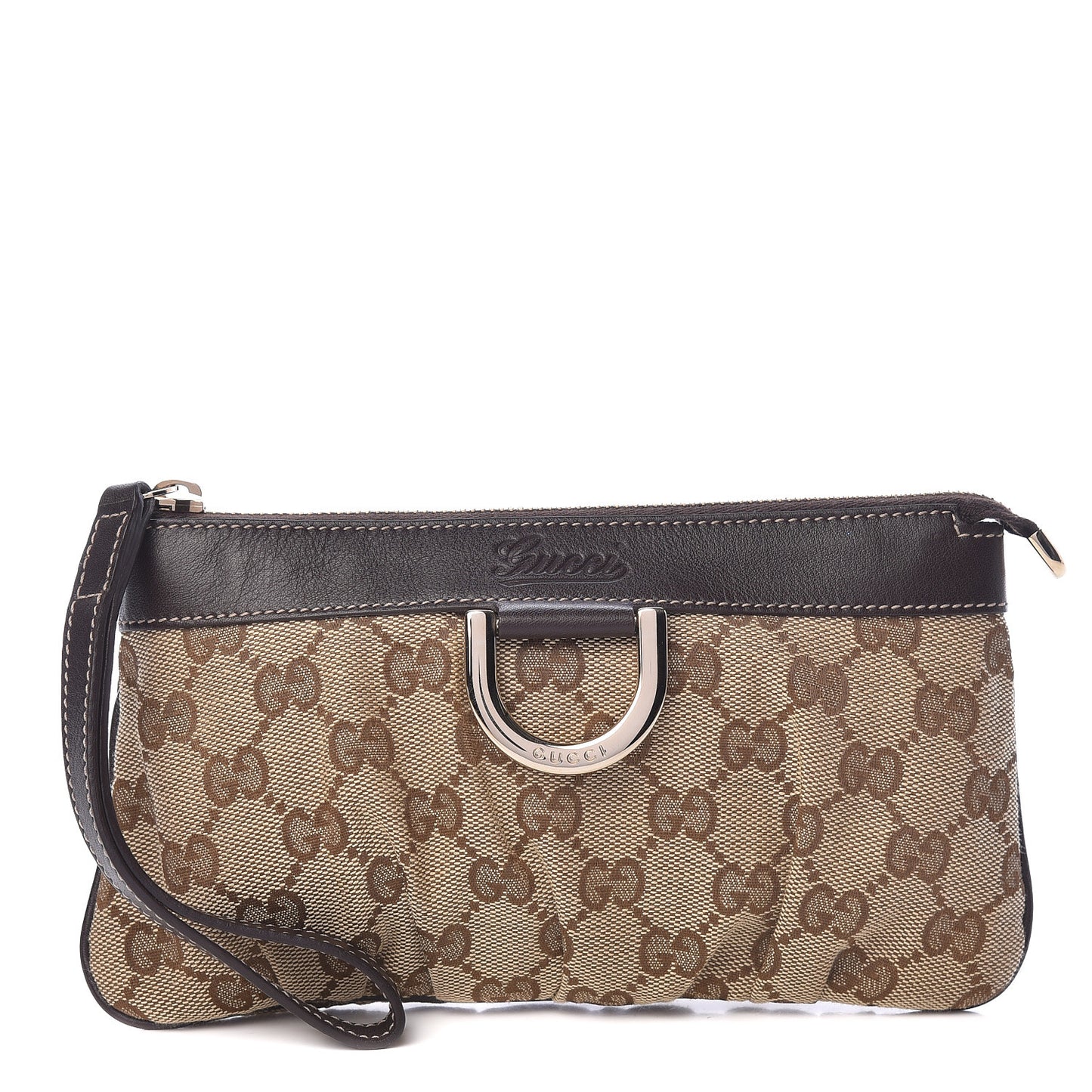 Monogram D Ring Wristlet Dark Brown