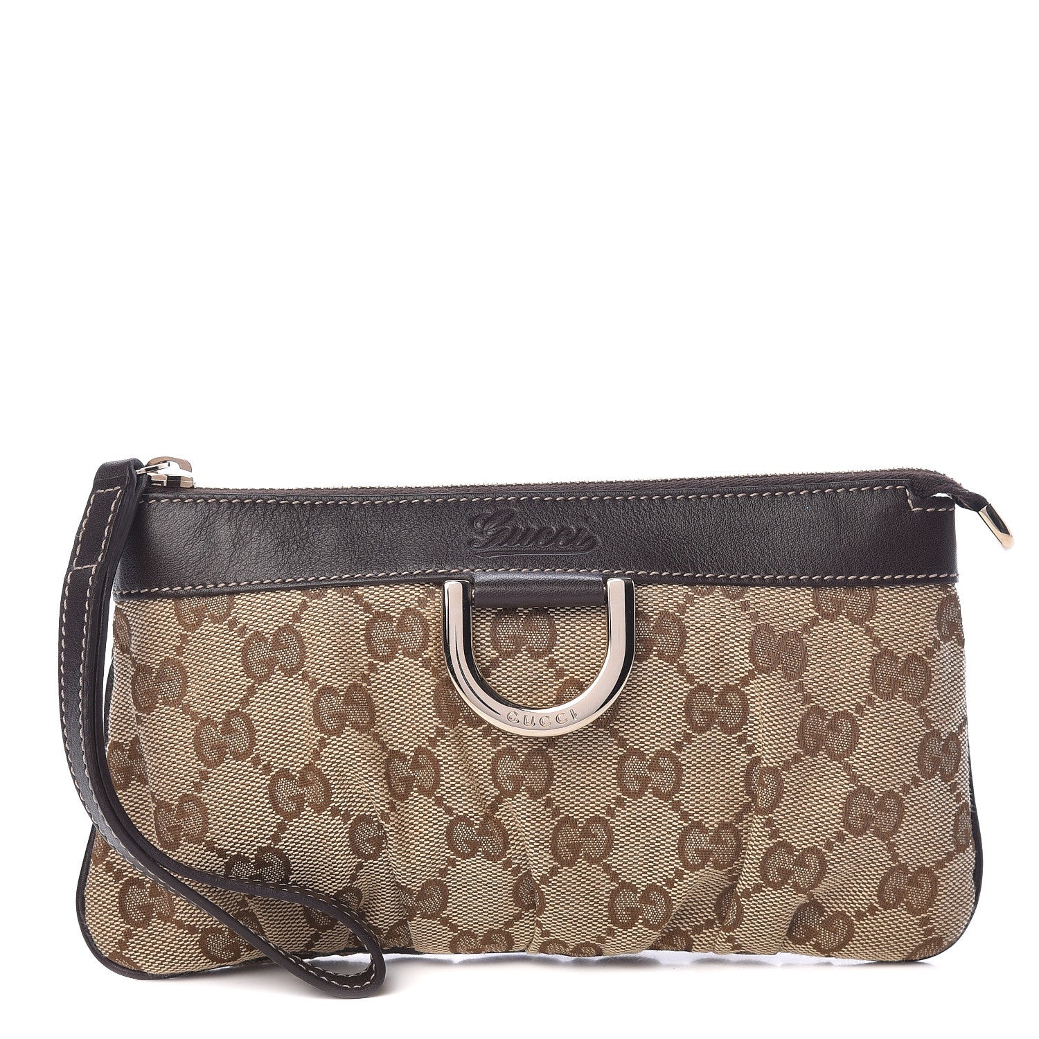 Gucci Monogram D Ring Wristlet Dark Brown 1 of 9