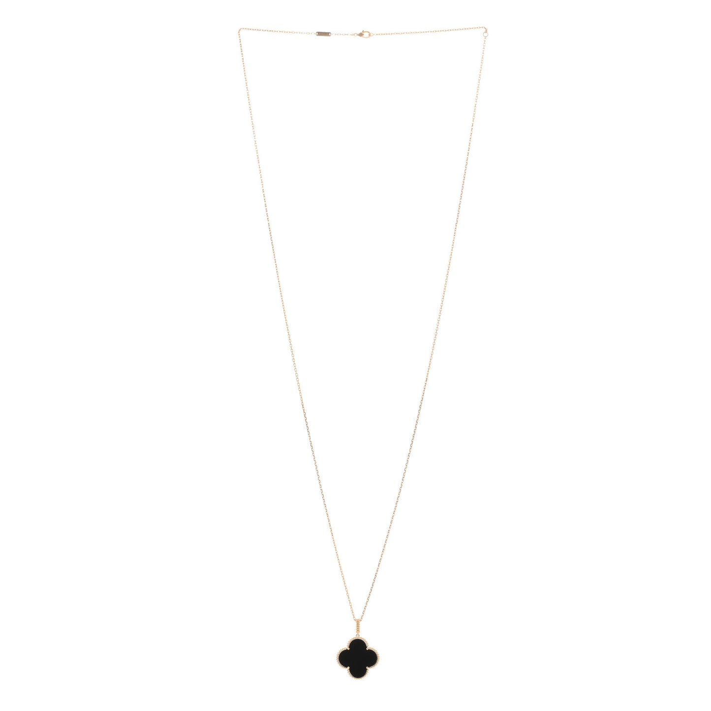 18K Yellow Gold Black Onyx Magic Alhambra Pendant Necklace