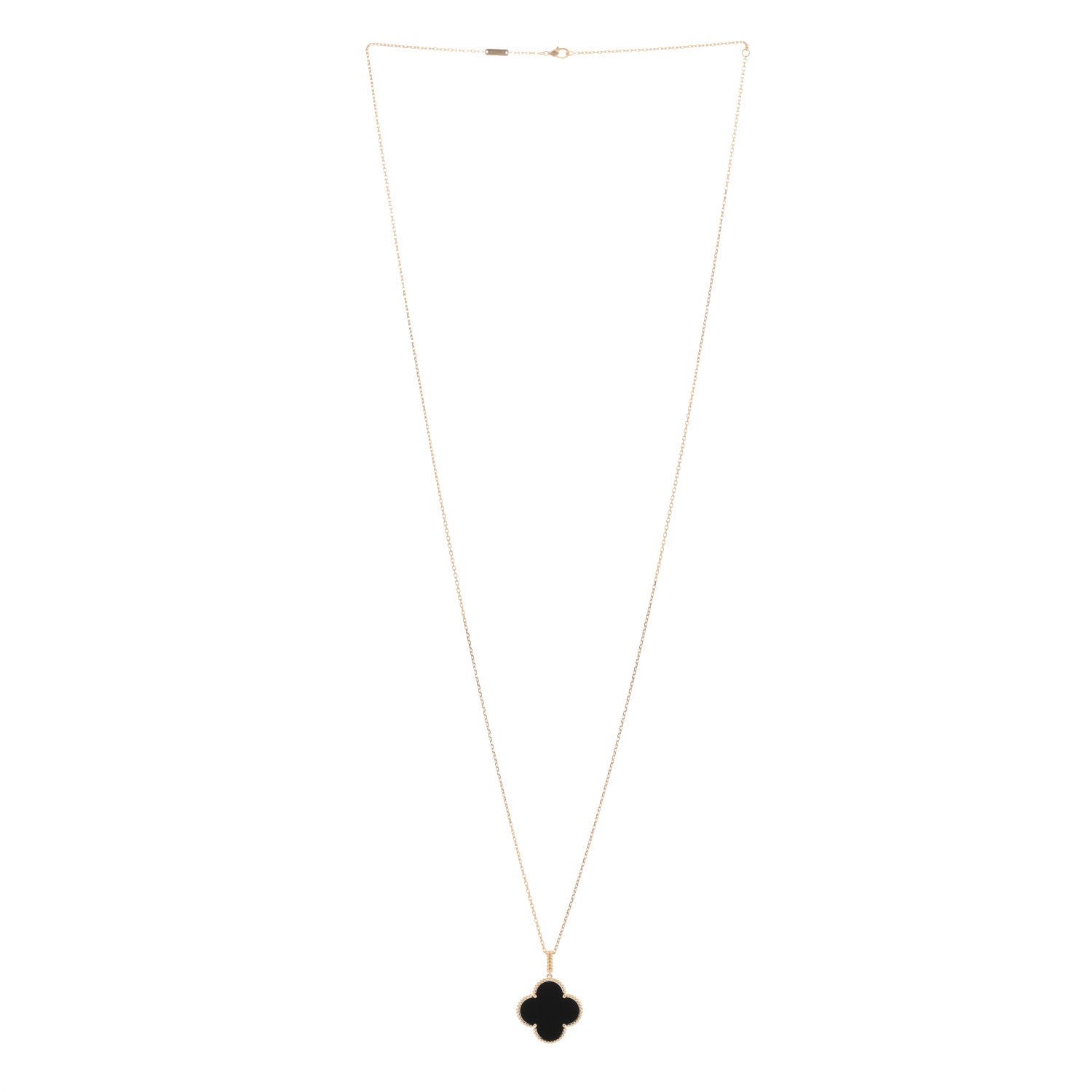 Van Cleef & Arpels 18K Yellow Gold Black Onyx Magic Alhambra Pendant Necklace 2 of 4