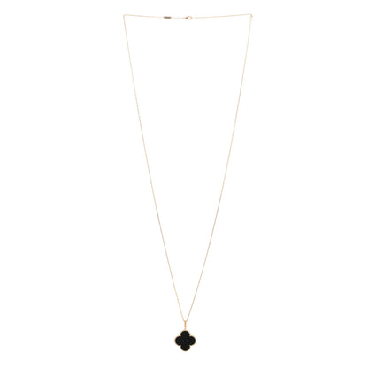 Van Cleef & Arpels 18K Yellow Gold Black Onyx Magic Alhambra Pendant Necklace 2 of 4