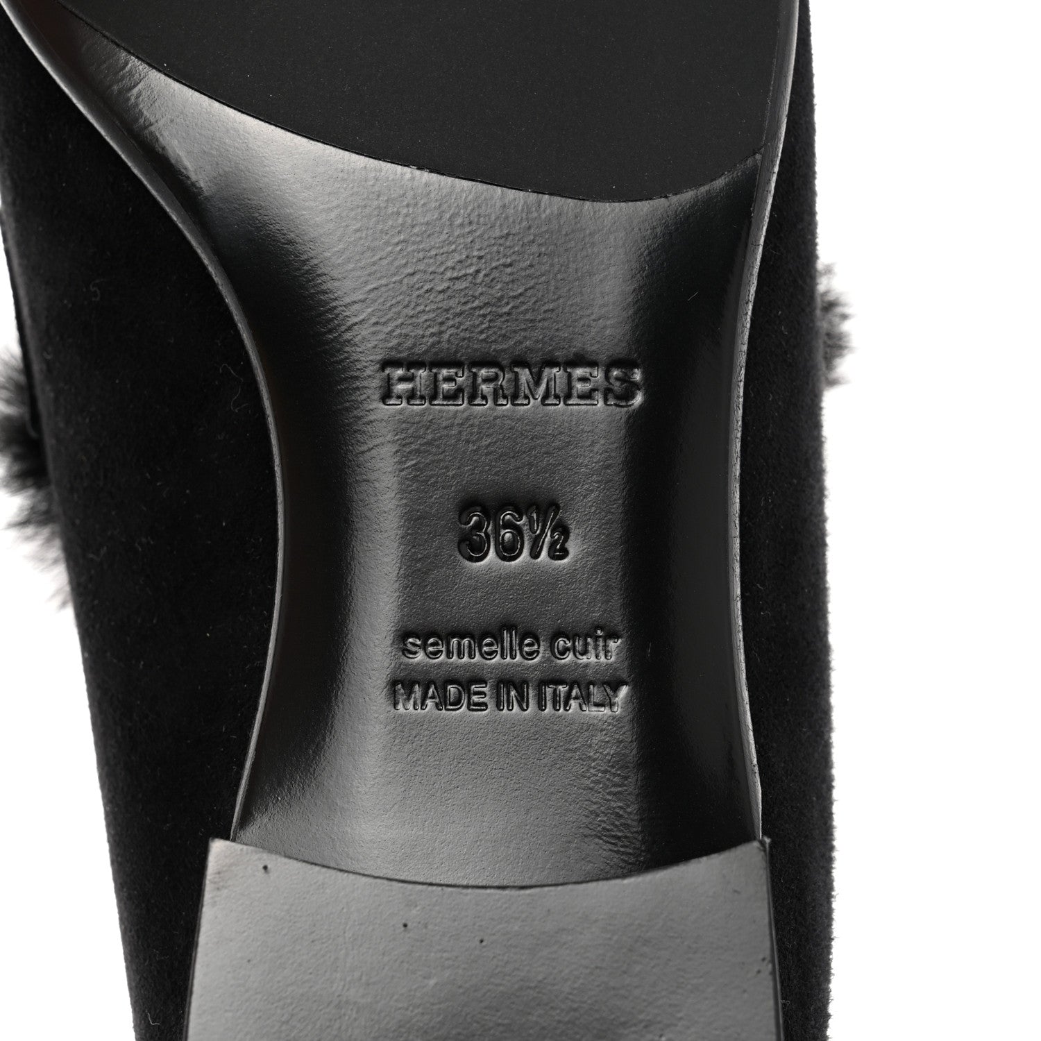 Hermes Mink Fur Suede Goatskin Paris Loafers 36.5 Black 8 of 9