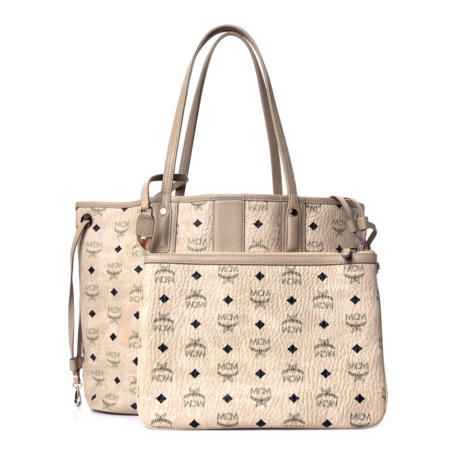 MCM Visetos Medium Liz Reversible Shopper Tote Beige 1 of 4