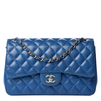 Chanel Lambskin Quilted Jumbo Double Flap Blue 1 of 13