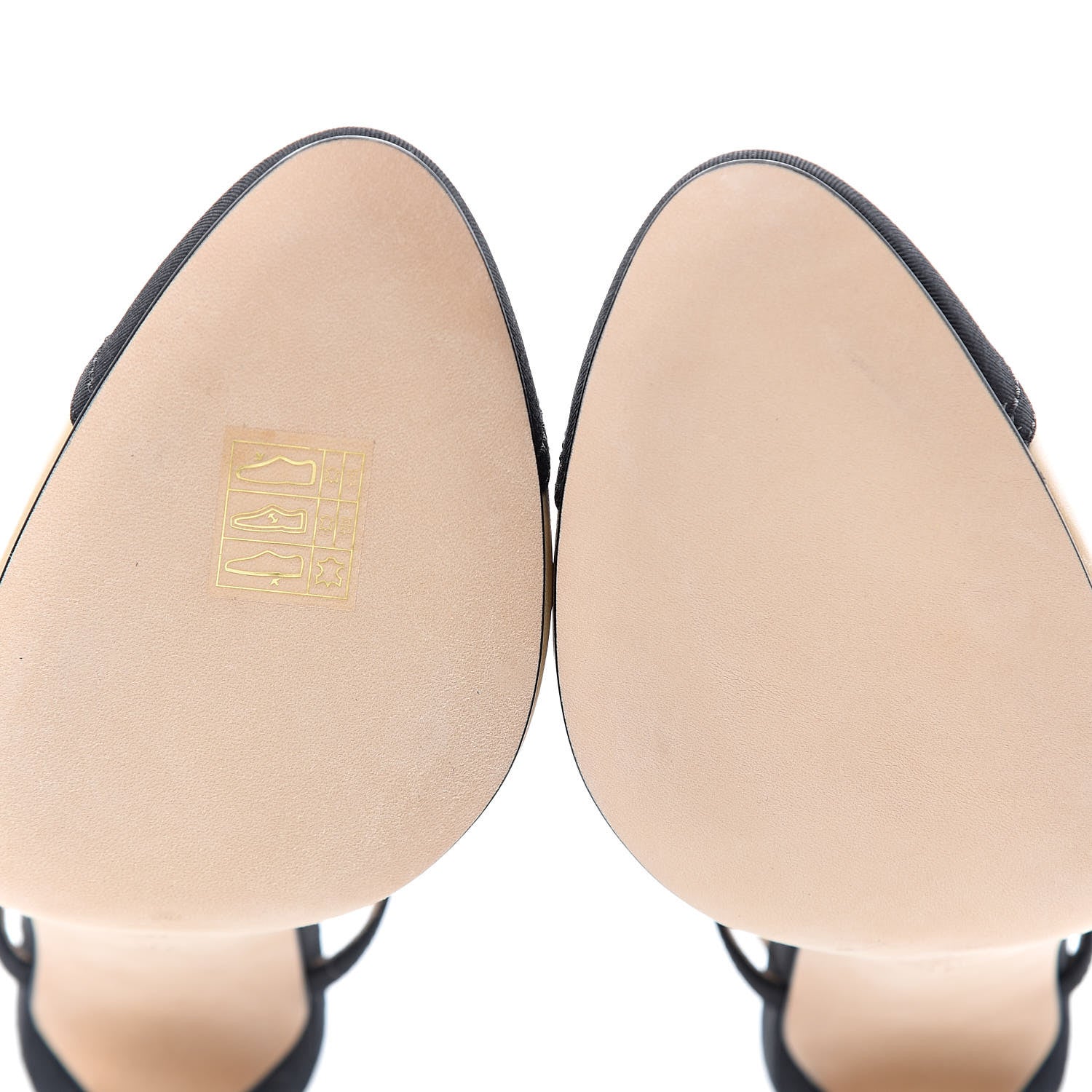 Chanel Lambskin Grosgrain Cap Toe CC Slingback Pumps 37 Beige Black 7 of 9
