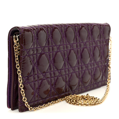 Christian Dior Patent Cannage Lady Dior Convertible Clutch Purple 3 of 12