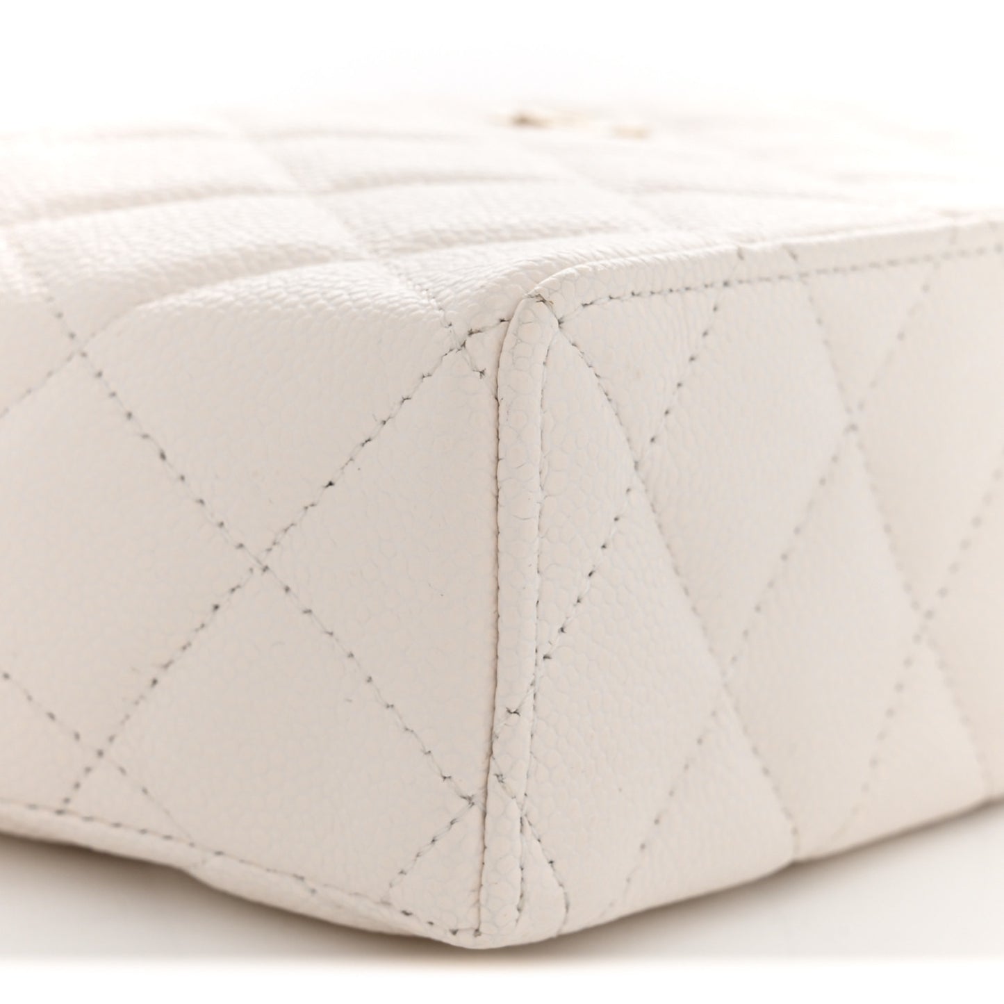 Caviar Quilted Top Handle Slim Vanity With Chain White