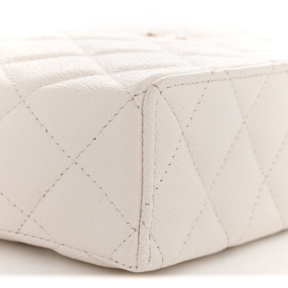 Chanel Caviar Quilted Top Handle Slim Vanity With Chain White 8 of 10