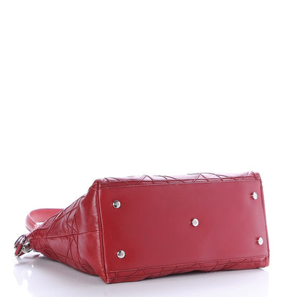Christian Dior Lambskin Cannage Medium Granville Tote Red 5 of 12