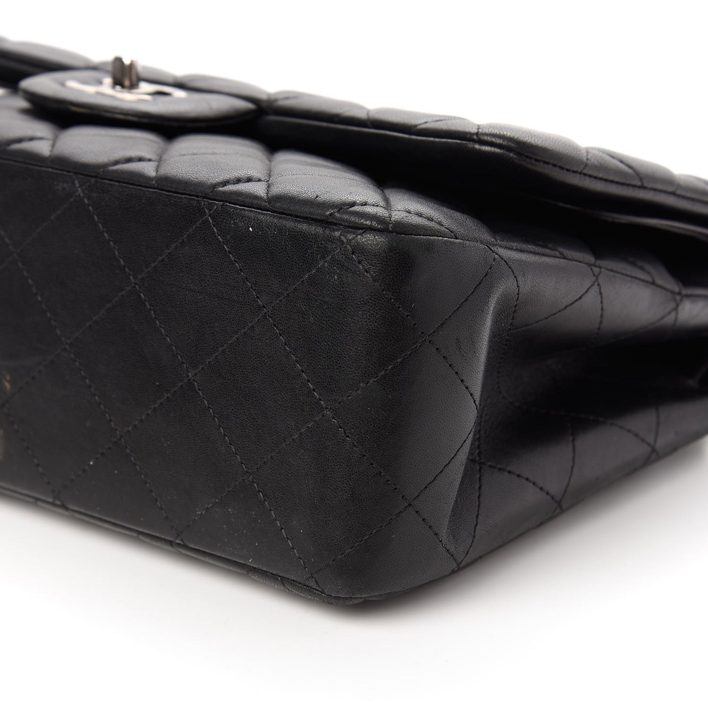 Lambskin Quilted Jumbo Double Flap Black