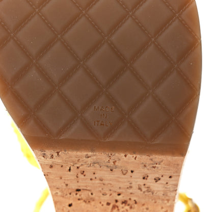 Chanel Tweed Cork CC Wedge Sandals 39 Yellow 6 of 8