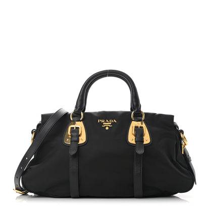Prada Tessuto Nylon Soft Calfskin Shopping Satchel Black 1 of 13