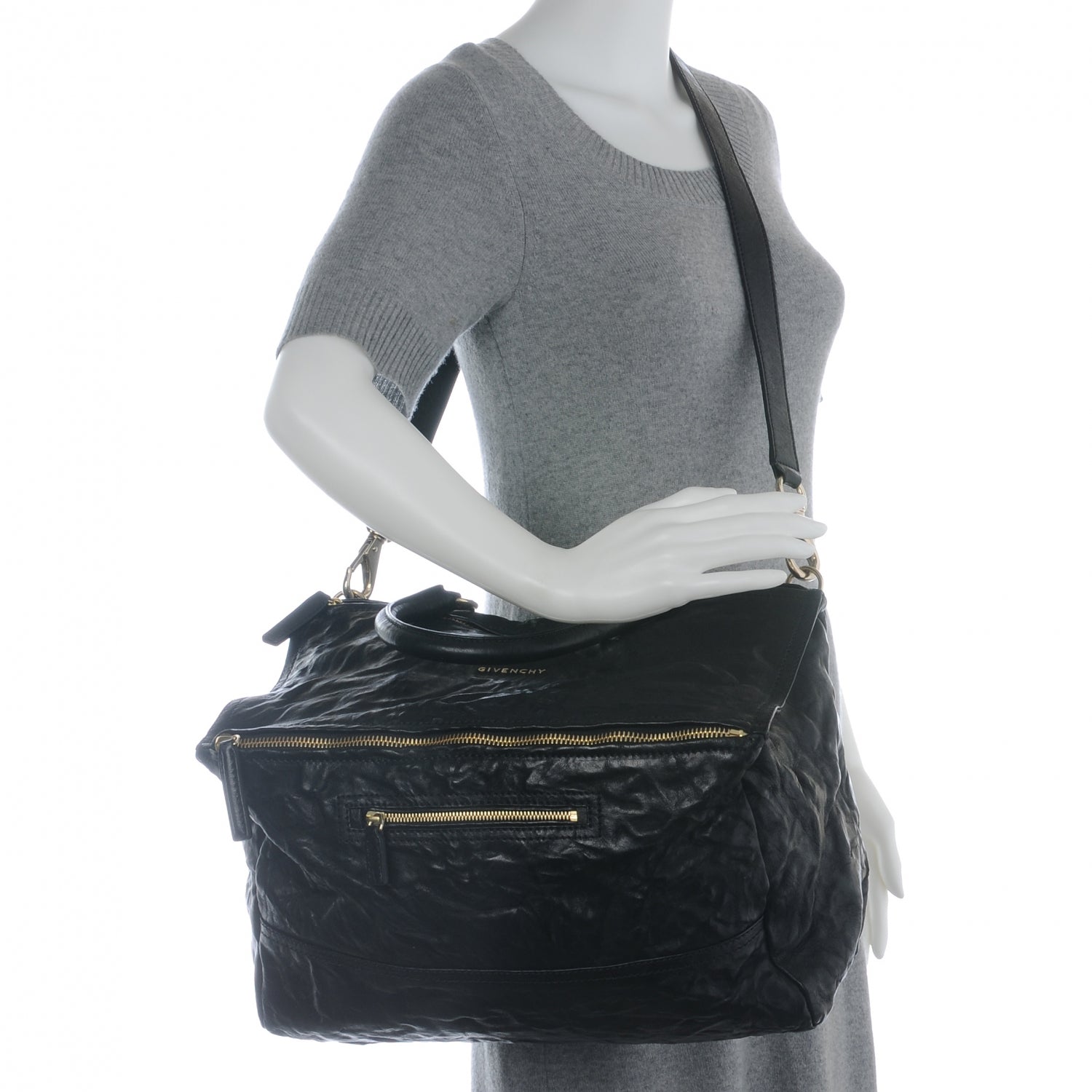 Givenchy Textured Sheepskin Medium Pandora Pepe Messenger Black 2 of 8