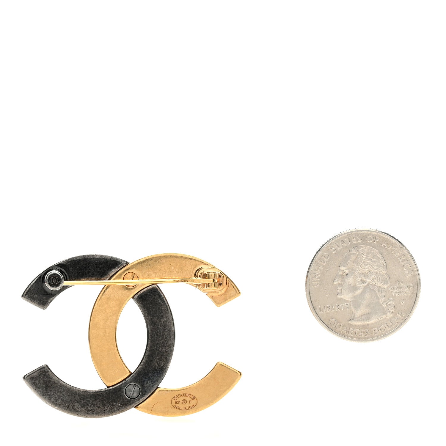 Chanel Metal CC Brooch Gold Ruthenium 2 of 3