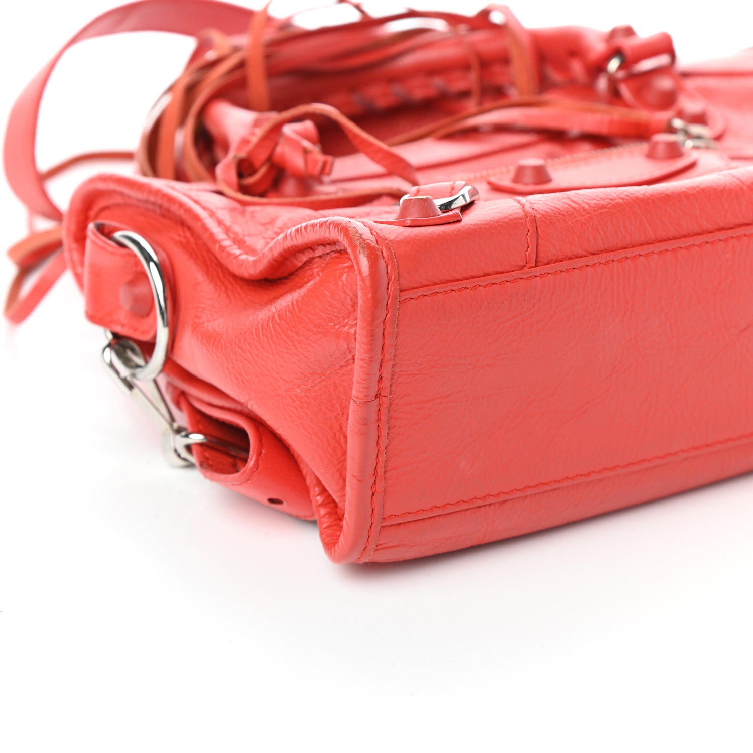 Balenciaga Matte Goatskin Rubber Covered Classic Hardware Mini City Rouge Coquelicot Rouge Braise 8 of 9