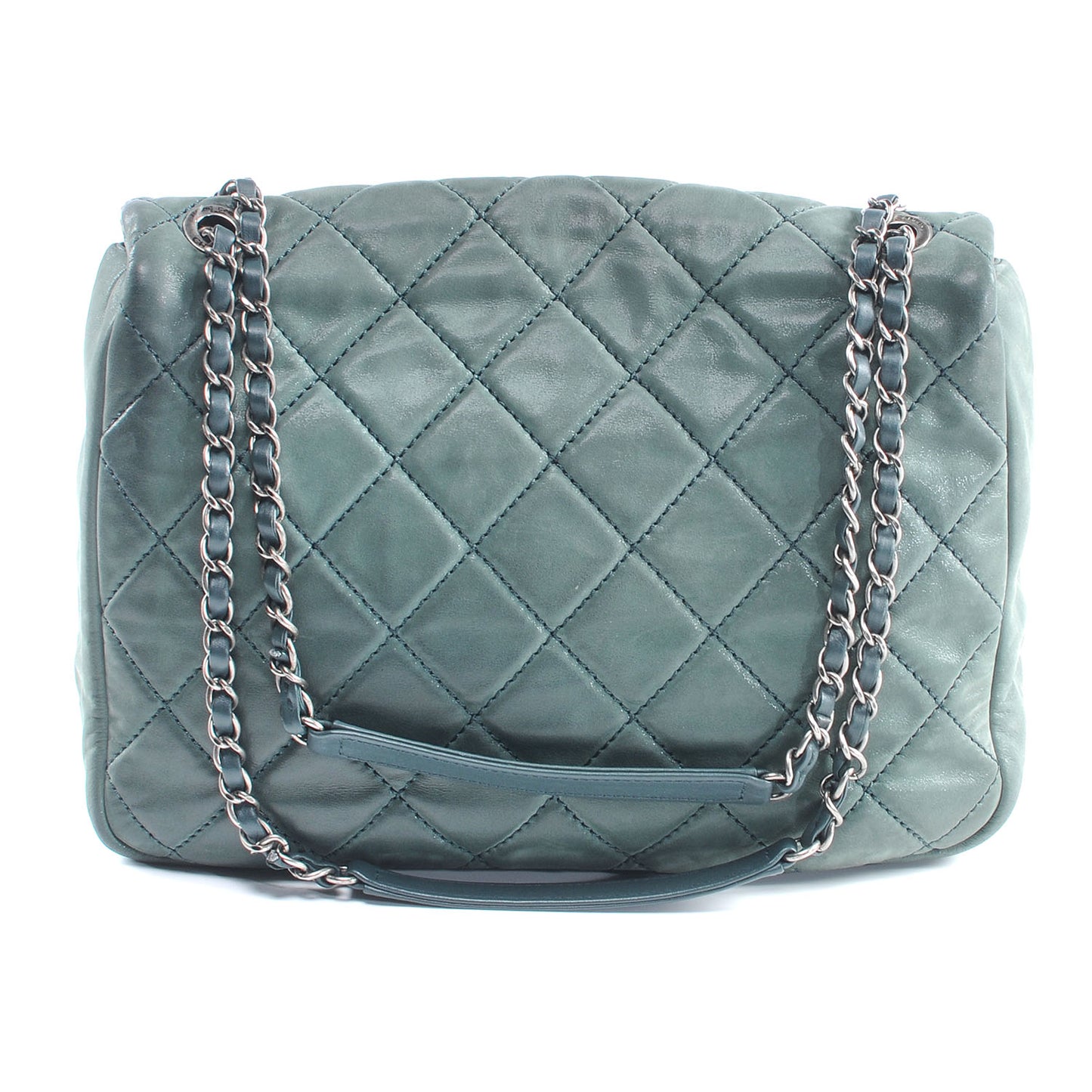 Iridescent Calfskin In the Mix Jumbo Double Flap Dark Green