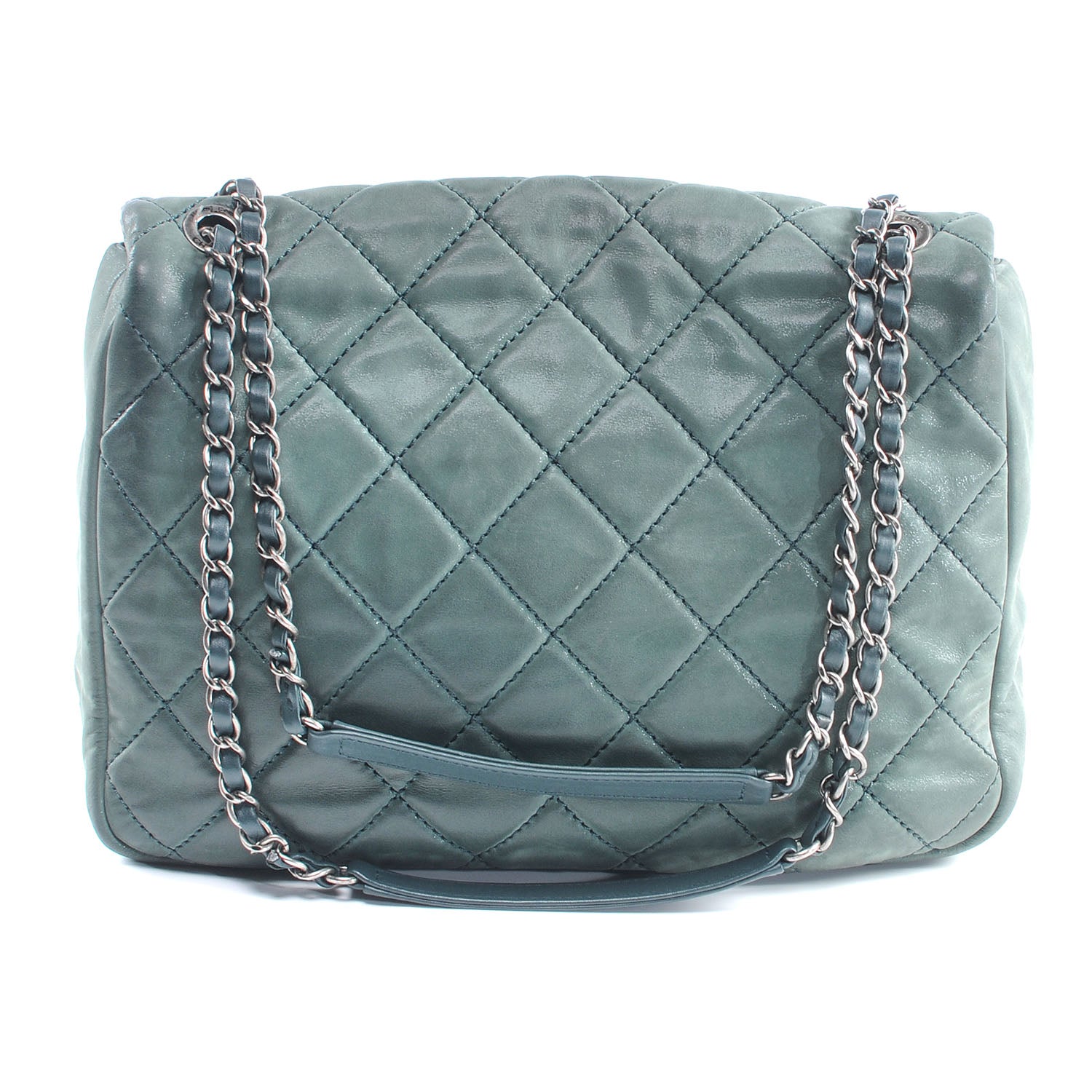 Chanel Iridescent Calfskin In the Mix Jumbo Double Flap Dark Green 3 of 7