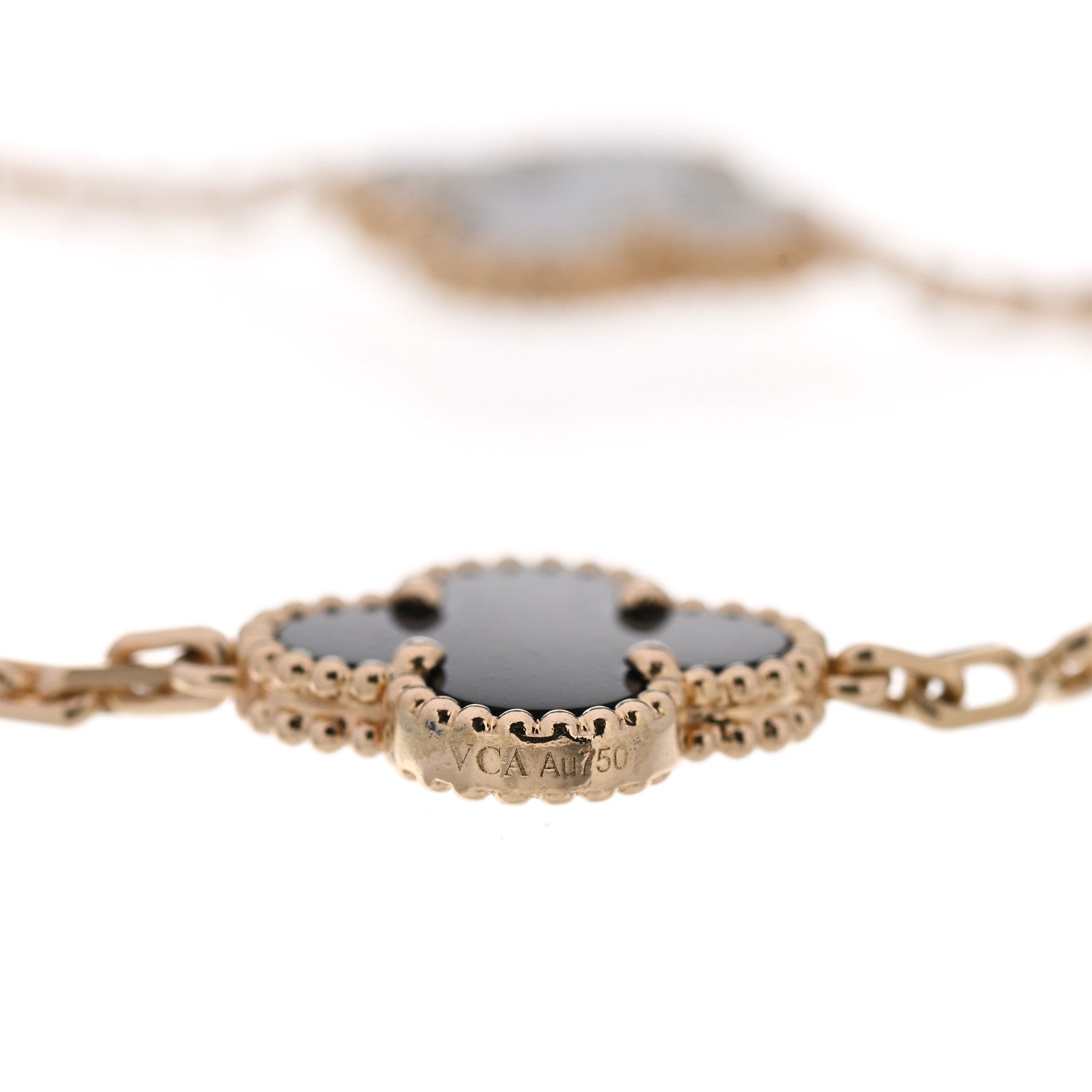 Van Cleef & Arpels 18K Yellow Gold Black Onyx 5 Motifs Vintage Alhambra Bracelet 4 of 6