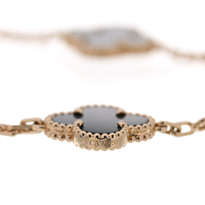 Van Cleef & Arpels 18K Yellow Gold Black Onyx 5 Motifs Vintage Alhambra Bracelet 4 of 6